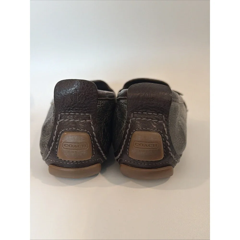 Coach Jillian Driving Shoes Leather Loafers Womens 10 Gunmetal Gray Metallic Moc